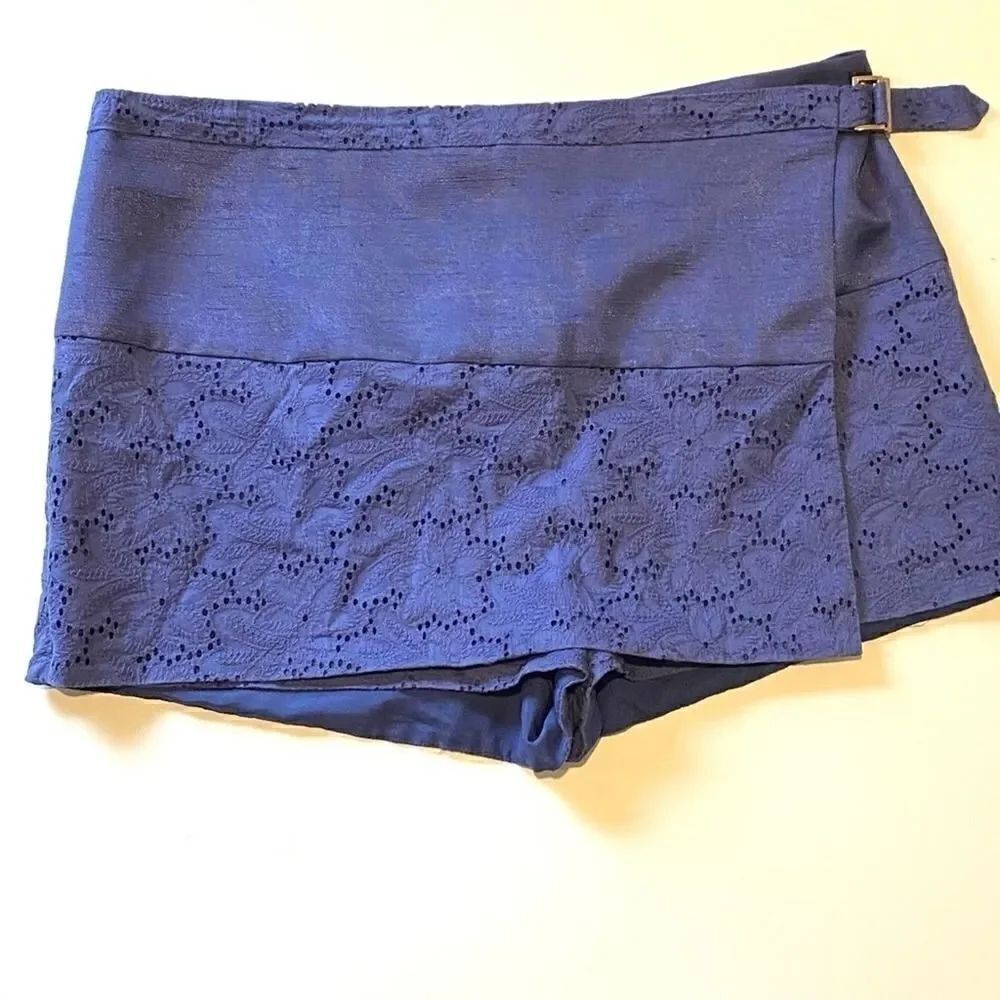 Rachel Rachel Roy blue faux wrap skirt short sz10